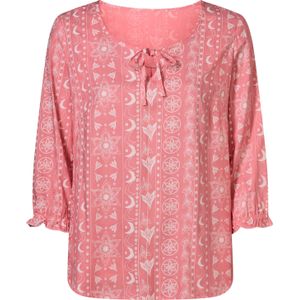 Dames Comfortabele blouse in flamingo/ecru bedrukt