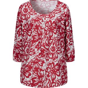 Dames Comfortabele blouse in ecru/rood bedrukt