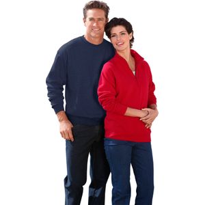 Donkerblauw - Sweater - 80% Katoen, 20% Polyester - Ronde Hals, Lange Mouwen