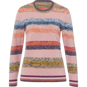 Dames Pullover met ronde hals in hortensia/jeansblauw gedessineerd