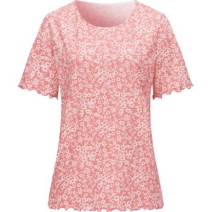 Classic Basics - T-shirt - Flamingo/Ecru gedessineerd - Korte Mouwen - 100% Katoen