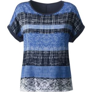 Dames Shirt met korte mouwen in blauw geprint