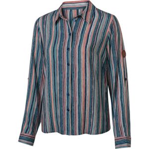 Dames Gestreepte blouse in marine/rozenhout gestreept