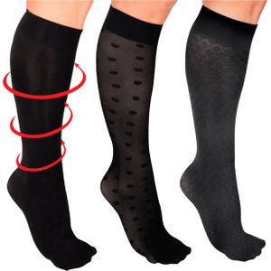 Dames Compressiekniekousen in zwart