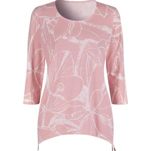 Dames Shirt met 3/4-mouw in rozenkwarts/ecru bedrukt