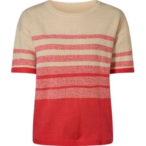 Dames Pullover met korte mouwen in zand/langoustine gedessineerd