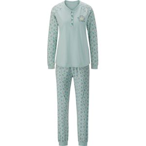 Dames Pyjama in kalkmint/jade bedrukt
