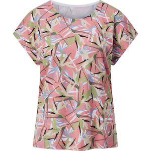 T-shirt - Flamingo/Blauw - Katoen/Modaal - Gebloemd