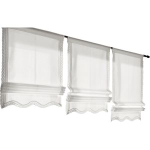 Vouwgordijn - Wit - Soepel Vallende Stof - Ondoorzichtig - Katoenlook