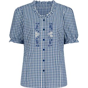 Blouse - Jeansblauw/Wit Geruit - 65% Polyester, 35% Katoen