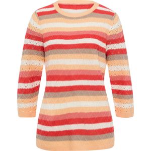 Dames Pullover met 3/4-mouwen in langoustine/ecru gestreept