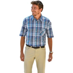 Heren Hemd - Blauw Geruit - Korte Mouwen