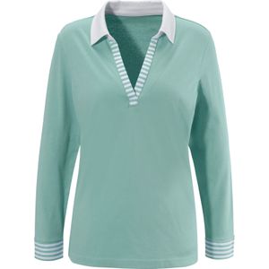 Dames Shirt met lange mouwen in salie/wit