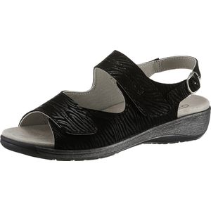 Zwart - Sandalen - Nubuckleer - Gespsluiting - Zeer Breed