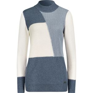 Dames Pullover met lange mouwen in rookblauw/ecru gemêleerd