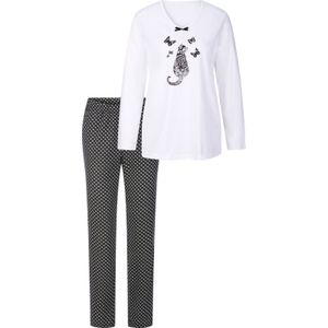 Dames Pyjama in wit/zwart geprint