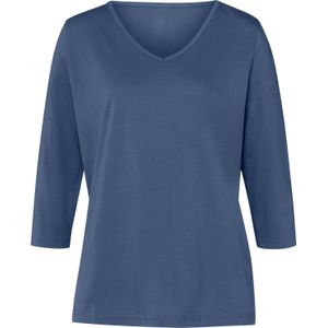 Jeansblauw - Longsleeve - 100% Katoen - V-hals - 3/4-Mouwen