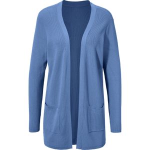 Dames Lang gebreid vest in middenblauw