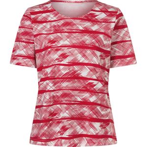 Dames Shirt met korte mouwen in rood/ecru bedrukt