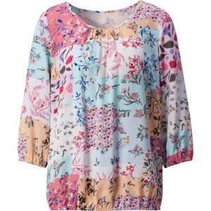 Classic Basics - Blouse zonder Sluiting - Mint/Rosé Gedessineerd - 3/4-Mouwen