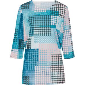 Dames Shirt met 3/4-mouw in turquoise/rozenkwarts bedrukt