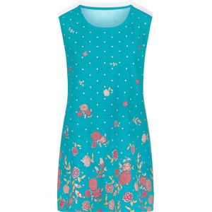 Dames Lange top in turquoise gedessineerd