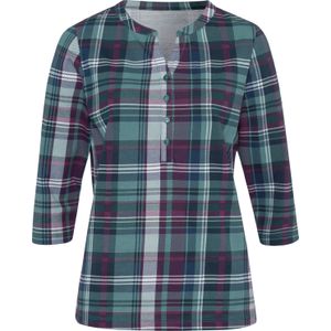 Dames Shirt met 3/4-mouw in jade/petrol geruit