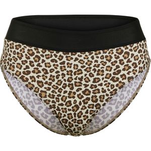 Dames Bikinibroekje in champagne/chocolade bedrukt