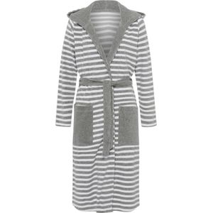 Badjas - Wit/Grijs Gestreept - Katoenmix