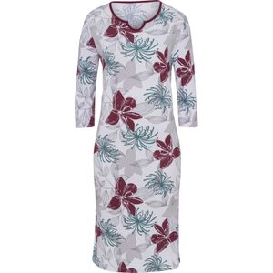 Dames Nachthemd in bordeaux/lichtgrijs bedrukt