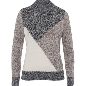 Classic Basics - Trui - Taupe/Zwart mêlee - Staande Kraag - Lange Mouwen
