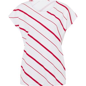 Dames Shirt met korte mouwen in wit/rood gestreept