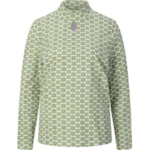 Dames Shirt met opstaande kraag in eucalyptus/ecru bedrukt