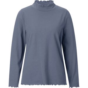 Classic Basics - Shirt - Rookblauw - Lange Mouwen - Opstaand Kraagje