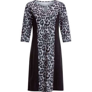 Dames Bedrukte jurk in lichtgrijs/zwart bedrukt