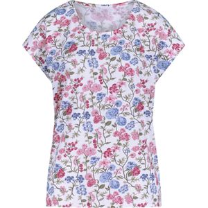 Dames Shirt - Wit - Korte Mouwen - Bloemenprint