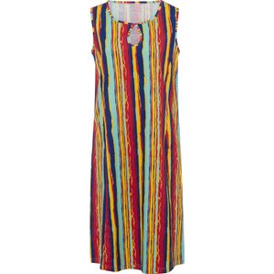 Dames Shirtjurk in aardbei/blauwgroen gestreept