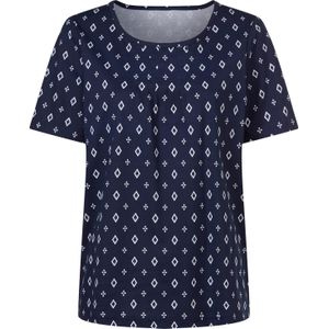 Dames Shirt met korte mouwen in marine/wit geprint