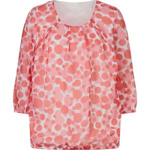 Dames Comfortabele blouse in ecru/grapefruit gedessineerd