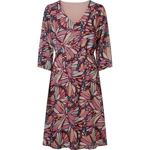 Dames Bedrukte jurk in oudroze/turquoise bedrukt