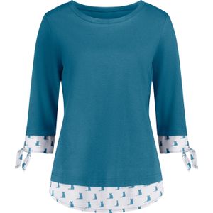 Dames 2-in-1-shirt in topaas/wit