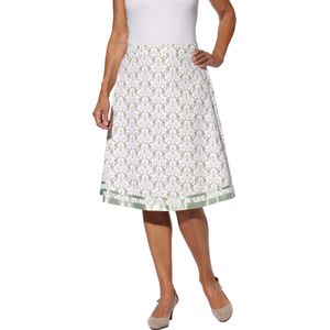 Dames Folklorerok in ecru/eucalyptus bedrukt