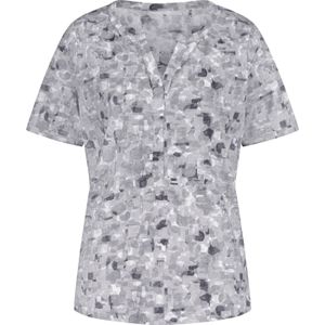 Dames Shirt met korte mouwen in lichtgrijs/steengrijs bedrukt