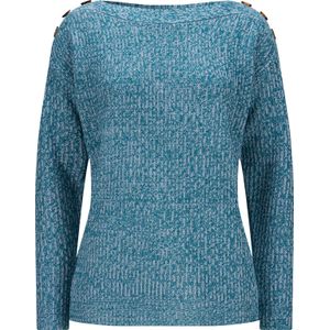 Dames Pullover met boothals in aquapetrol gemêleerd