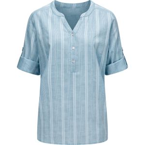 Dames Blouse - Oceaan/Ecru Gestreept - Comfortabel Model - 3/4-Mouwen