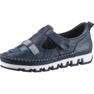 Instappers - Donkerblauw - Gladleer - Klittenbandsluiting - Breed