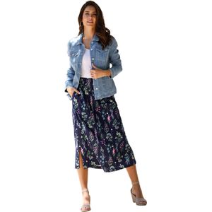 Strokenrok - Marine/oudroze - 100% Katoen - Gebloemd