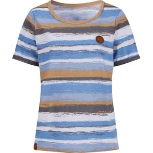 Middenblauw/Camel Gedessineerd - T-shirt - 100% Katoen