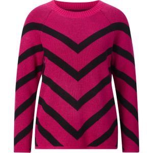 Dames Pullover van jacquard in roze-zwart gedessineerd