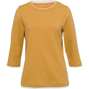 Dames Shirt met 3/4-mouw in ocker/ecru gemêleerd